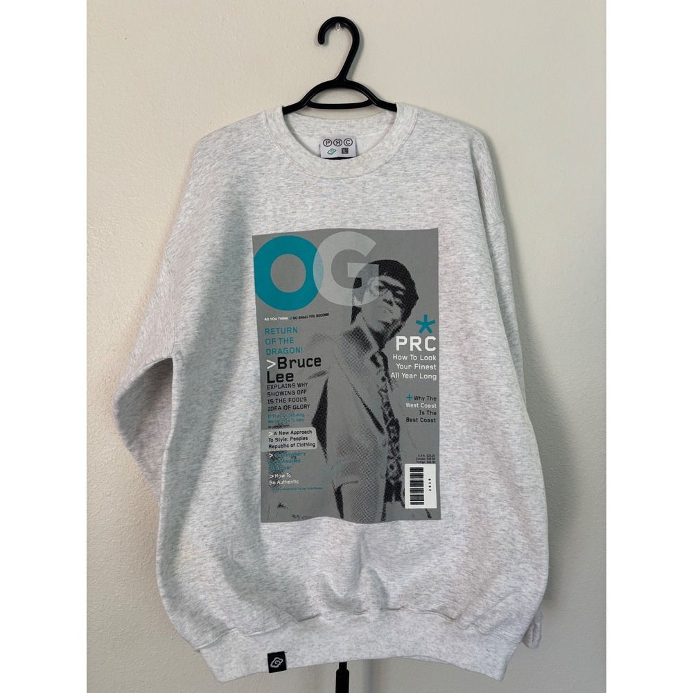 PRC Republic of Clothing Bruce Lee OG Magazine Graphic Sweatshirt Grey Mens‎ L